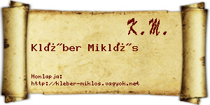 Kléber Miklós névjegykártya